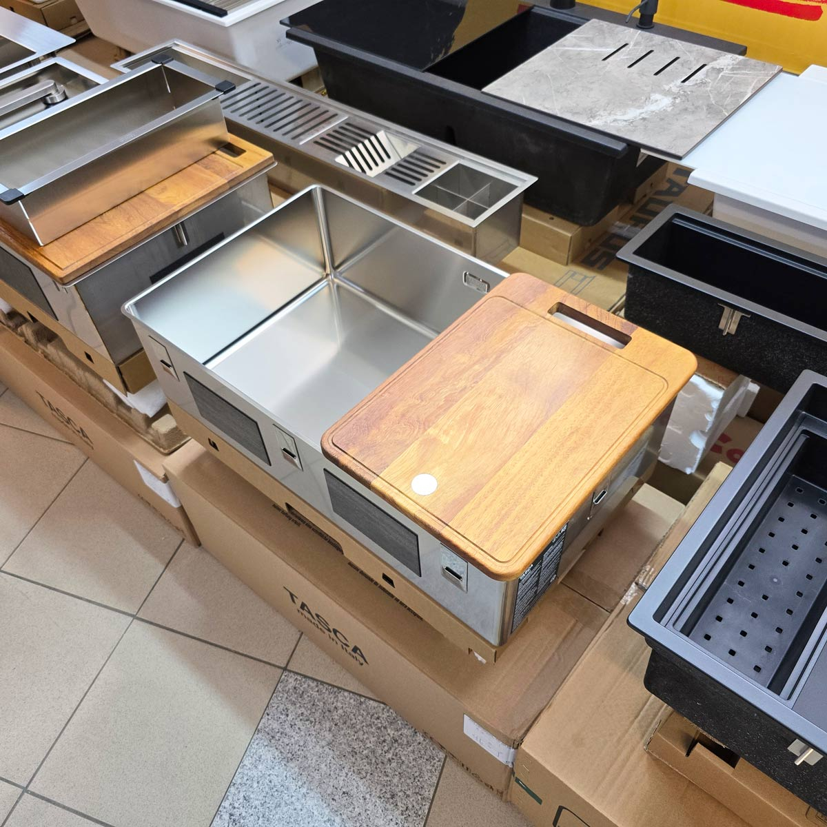 Chiuveta bucatarie inox CookingAid TASCA PURA SLIM CA70 cu montaj 8mm pe blat sau la nivelul blatului si accesorii montaj [9]