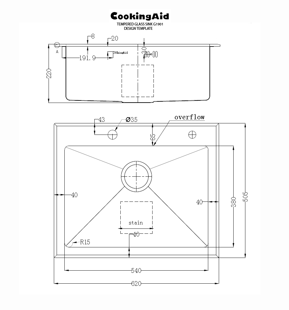 Chiuveta bucatarie inox CookingAid TEMPERED GLASS BLACK cu scurgator vase/paste/fructe, gratar rulabil inox, dozator detergent + accesorii montaj [27]