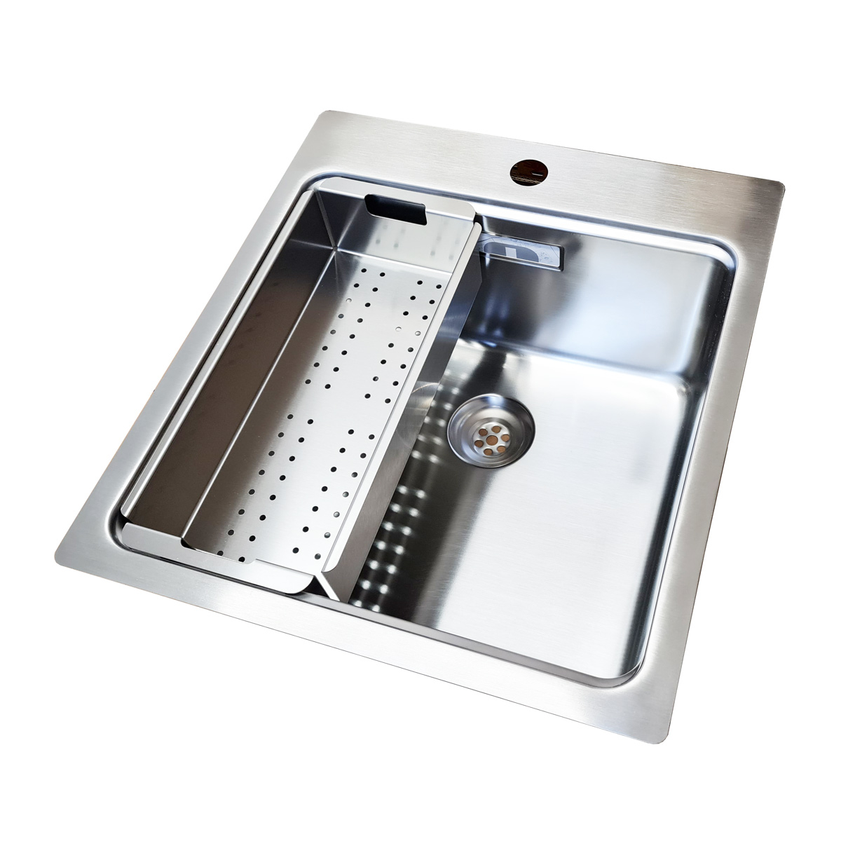Chiuveta bucatarie inox CookingAid UNA 46 + Bonus: tocator Bambus + accesorii montaj [15]