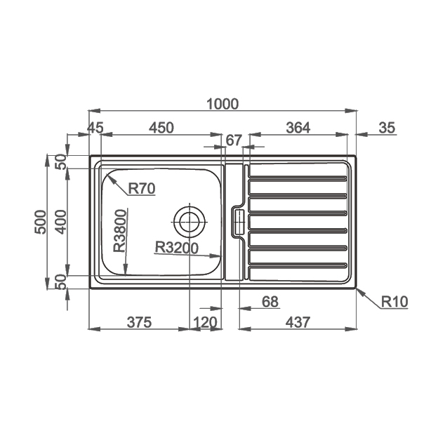 Chiuveta bucatarie inox CookingAid URBAN 105 reversibila stanga/dreapta cu picurator + accesorii montaj [7]