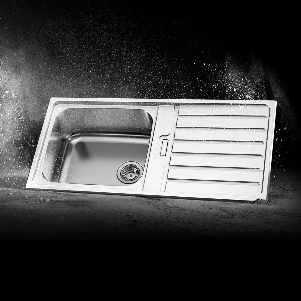 Chiuveta bucatarie inox CookingAid URBAN 105 reversibila stanga/dreapta cu picurator + accesorii montaj [1]