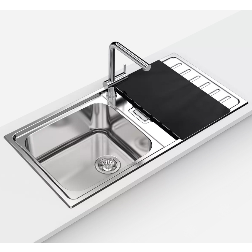 Chiuveta bucatarie inox CookingAid URBAN 105 reversibila stanga/dreapta cu picurator + accesorii montaj [3]