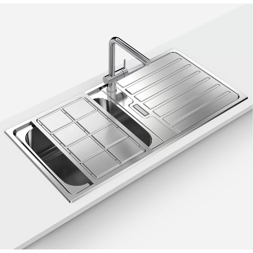 Chiuveta bucatarie inox CookingAid URBAN 105 reversibila stanga/dreapta cu picurator + accesorii montaj [4]