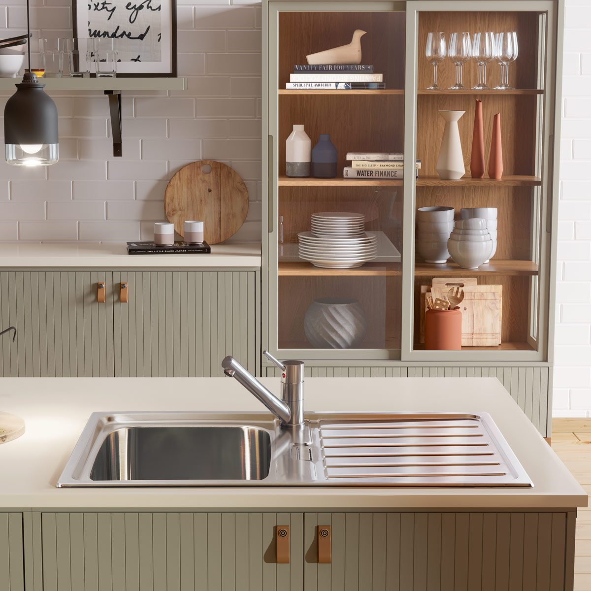 Chiuveta bucatarie inox CookingAid URBAN 80B cuva pe stanga cu picurator pe dreapta + accesorii montaj [8]