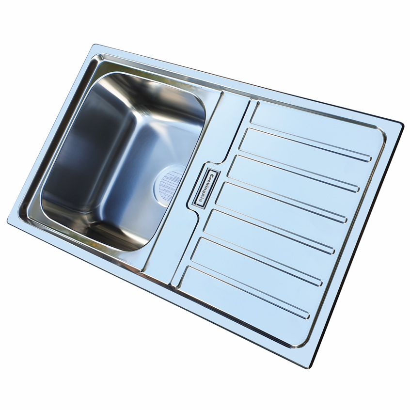 Chiuveta bucatarie inox CookingAid URBAN 80B cuva pe stanga cu picurator pe dreapta + accesorii montaj [4]