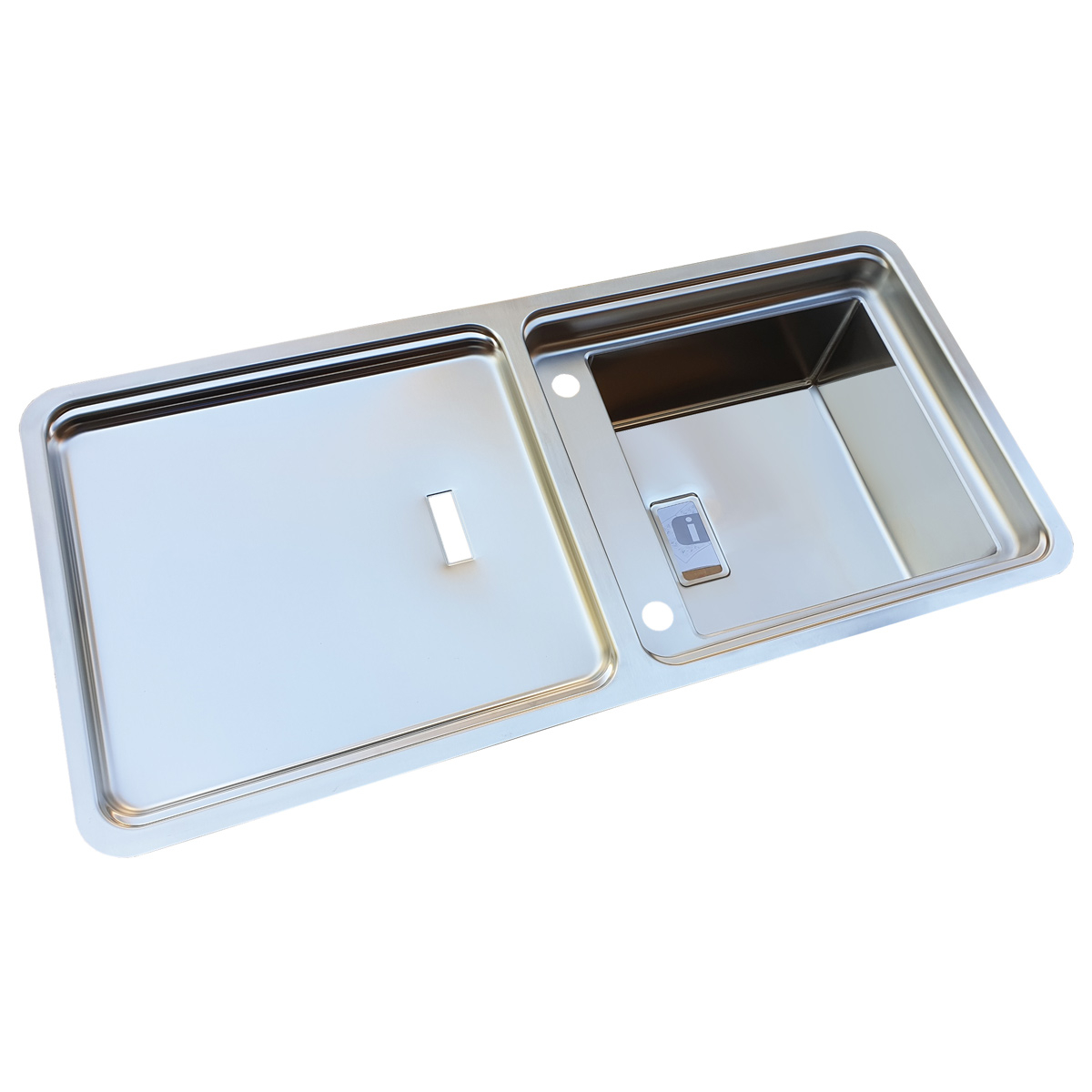 Chiuveta bucatarie inox CookingAid VISION 100 INVISIBLE montaj sub geam cu baterie telescopica integrata, tocator sticla temperizata + accesorii montaj [12]