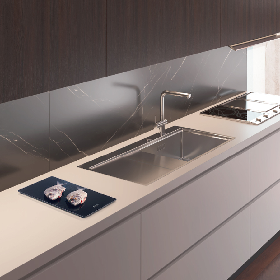 Chiuveta bucatarie inox CookingAid XERON 105 RIGHT cu ventil scurgere dreptunghiular automat si accesorii montaj [3]