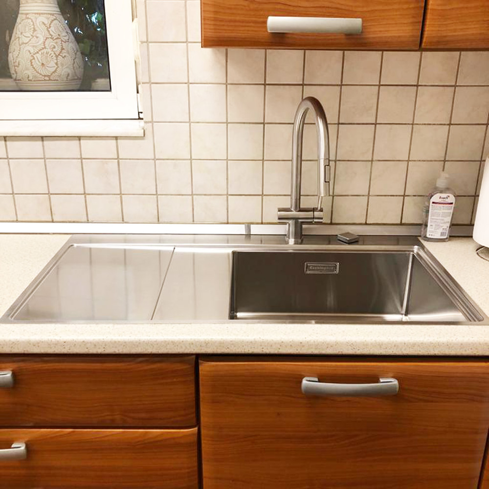 Chiuveta bucatarie inox CookingAid XERON 105 RIGHT cu ventil scurgere dreptunghiular automat si accesorii montaj [4]