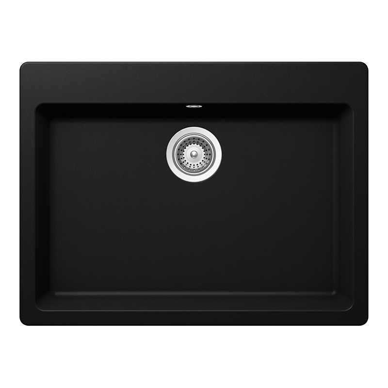 Chiuveta bucatarie Schock Galaxy N-100L Cristadur Puro 700 x 530 mm, compozit granit, montare pe blat, negru intens [1]