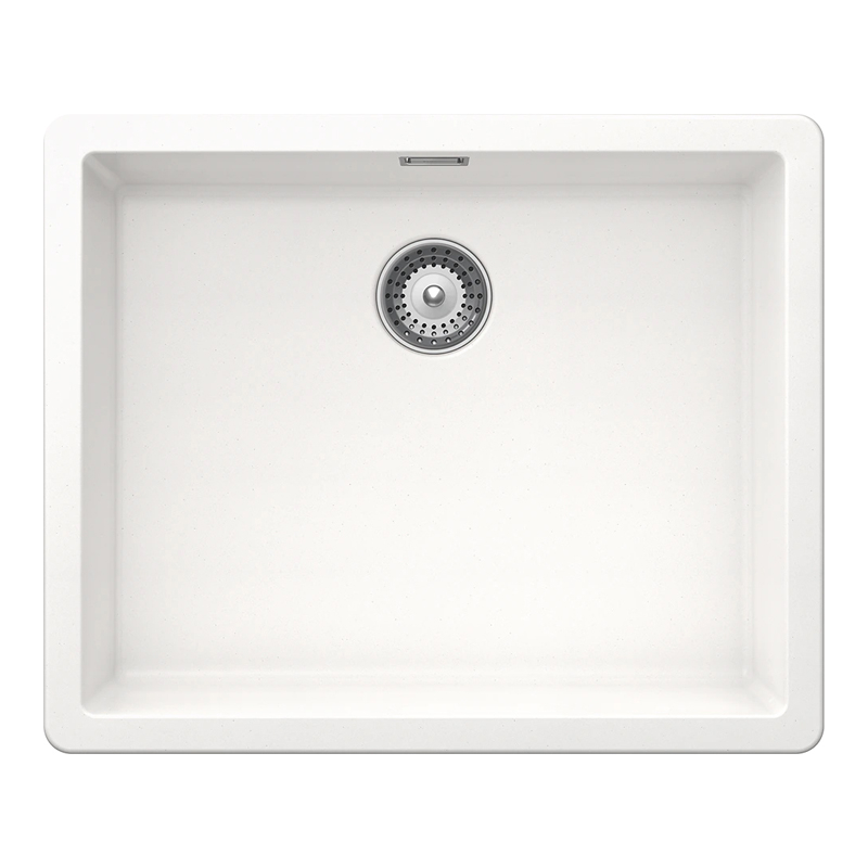Chiuveta bucatarie Schock Greenwich N-100L Cristadur Polaris 556 x 456 mm, compozit granit, montare pe/sub blat, alb polar [1]