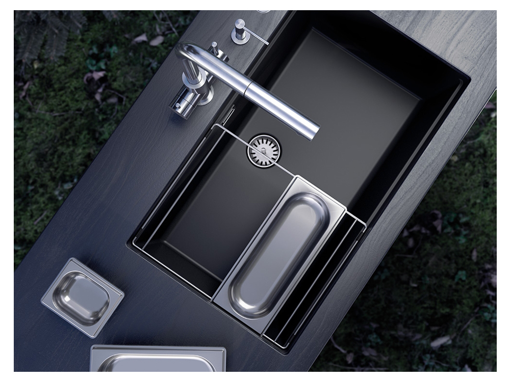 Chiuveta bucatarie Schock Greenwich N-100XL 750 x 456 mm Cristadur Puro, negru intens cu parti vizibile Puro [2]