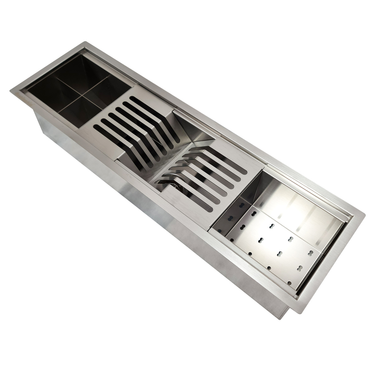 Chiuveta ingusta scurgere multifunctionala tip rigola / canal / jgheab drenare CookingAid Channel sink 63cm cu 3 accesorii incluse [9]