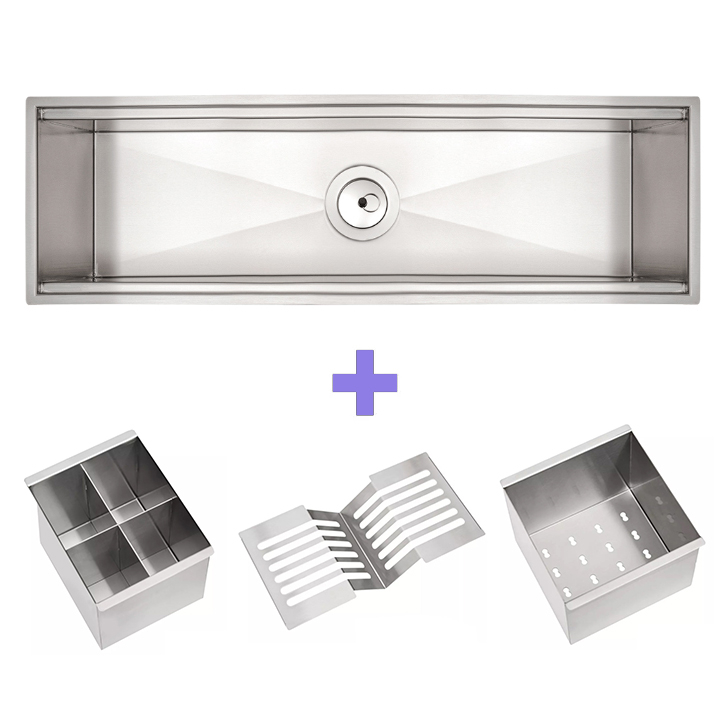 Chiuveta ingusta scurgere multifunctionala tip rigola / canal / jgheab drenare CookingAid Channel sink 63cm cu 3 accesorii incluse [2]