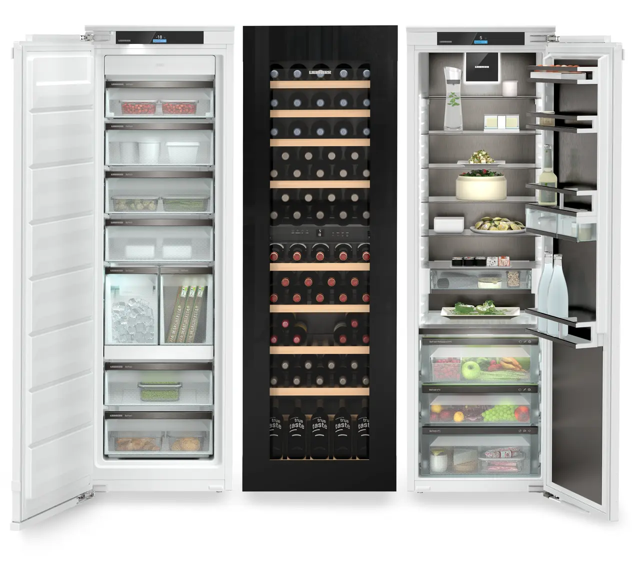 Combina frigorifica incorporabila Side by Side Liebherr IXRFW 5174 Peak, 785 l, NoFrost, BioFresh cu HydroBreeze, Vitrina vinuri - TipOpen, IceTower, Interior BlackSteel [2]