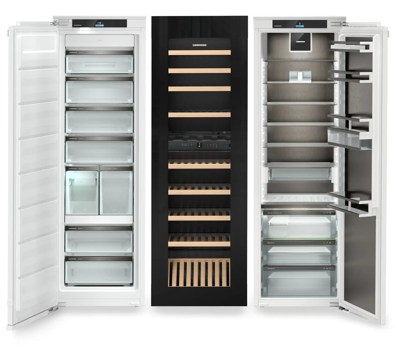 Combina frigorifica incorporabila Side by Side Liebherr IXRFW 5174 Peak, 785 l, NoFrost, BioFresh cu HydroBreeze, Vitrina vinuri - TipOpen, IceTower, Interior BlackSteel [1]