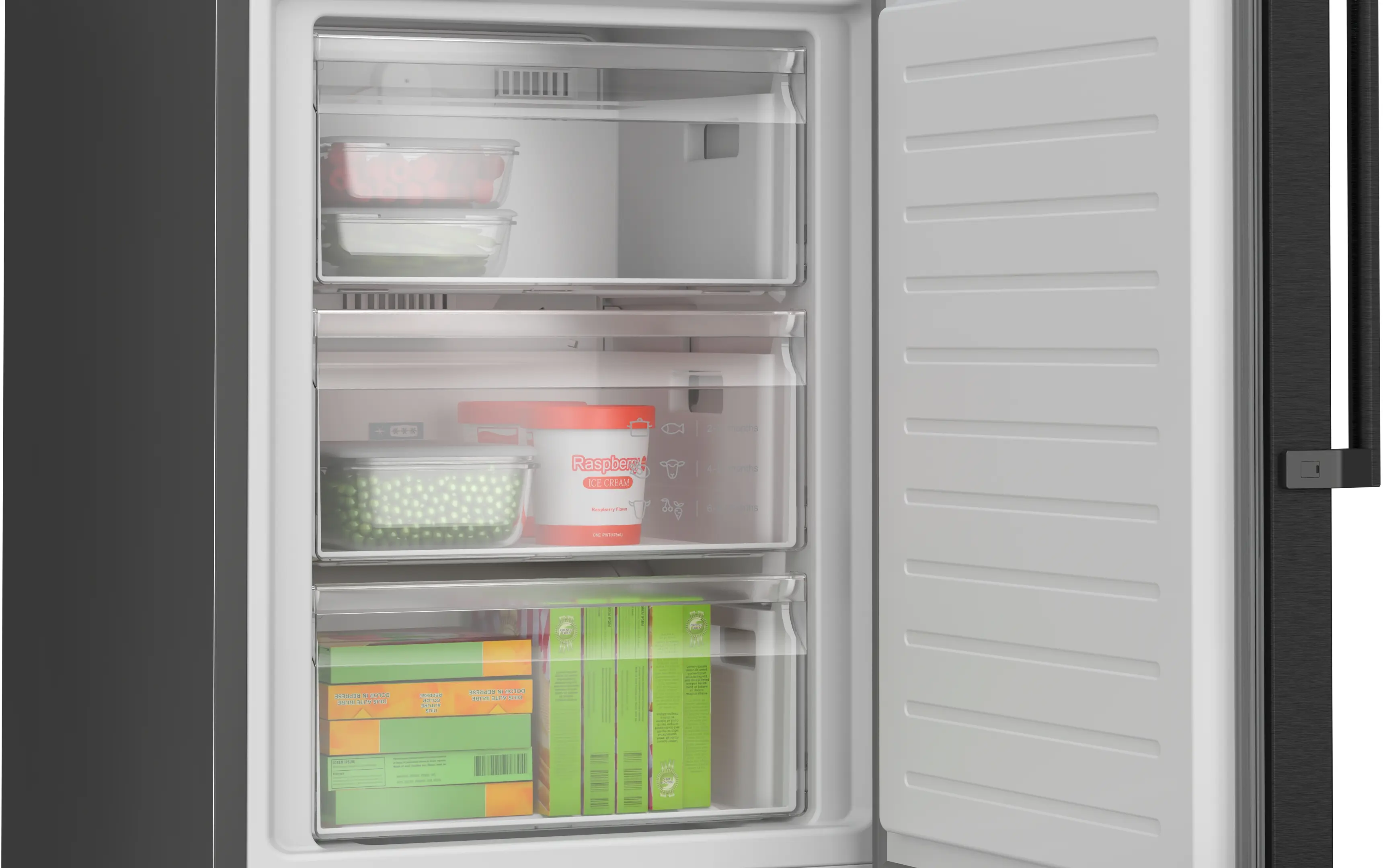 Combină frigorifică independentă 203 x 60 cm, Bosch Seria 4, Oțel inoxidabil Anti-Amprentă negru [8]