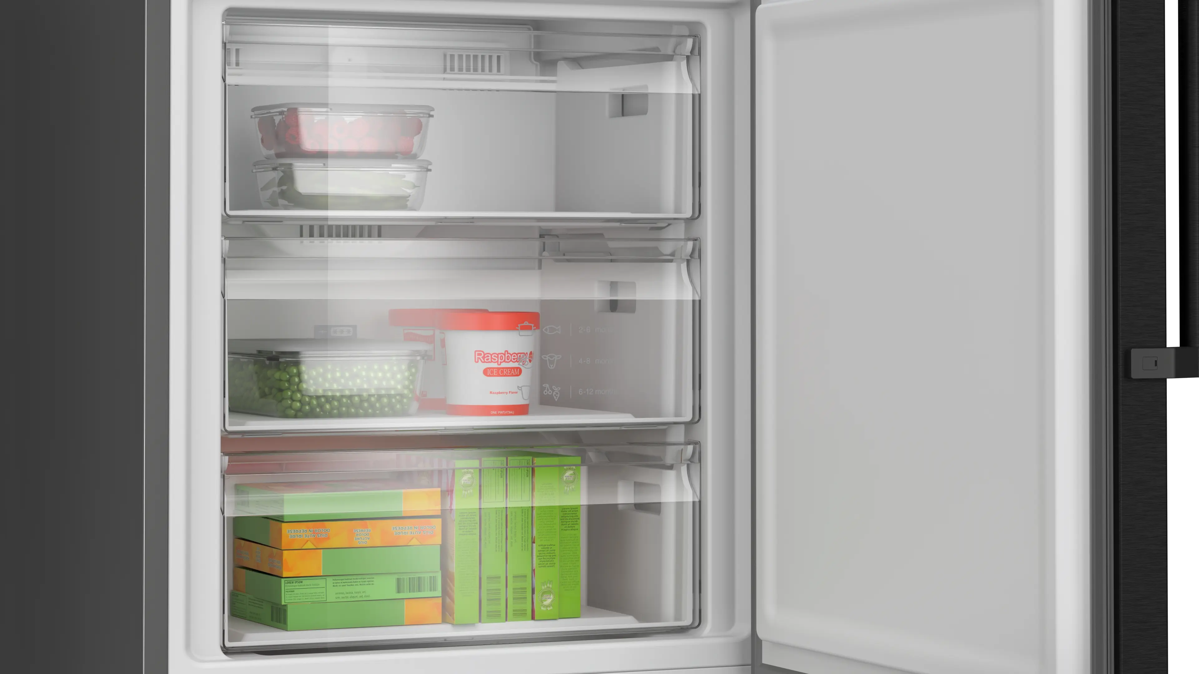 Combină frigorifică independentă 203 x 70 cm, Bosch Seria 4, Oțel inoxidabil Anti-Amprentă negru [7]