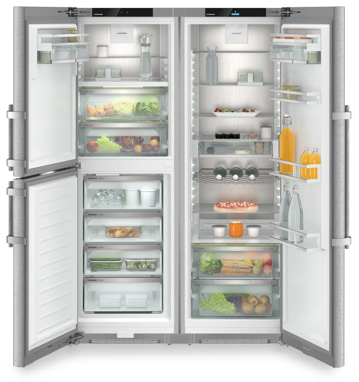 Combina frigorifica Side by Side Liebherr XRCsd 5255, BioFresh, NoFrost, 714 l, IceMaker, SuperFrost, LightTower, Sertar Meat & Dairy, Inox [3]