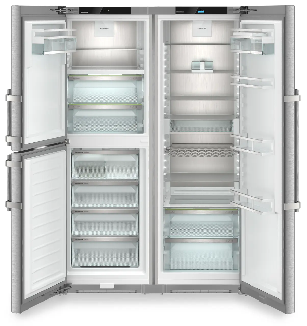 Combina frigorifica Side by Side Liebherr XRCsd 5255, BioFresh, NoFrost, 714 l, IceMaker, SuperFrost, LightTower, Sertar Meat & Dairy, Inox [2]