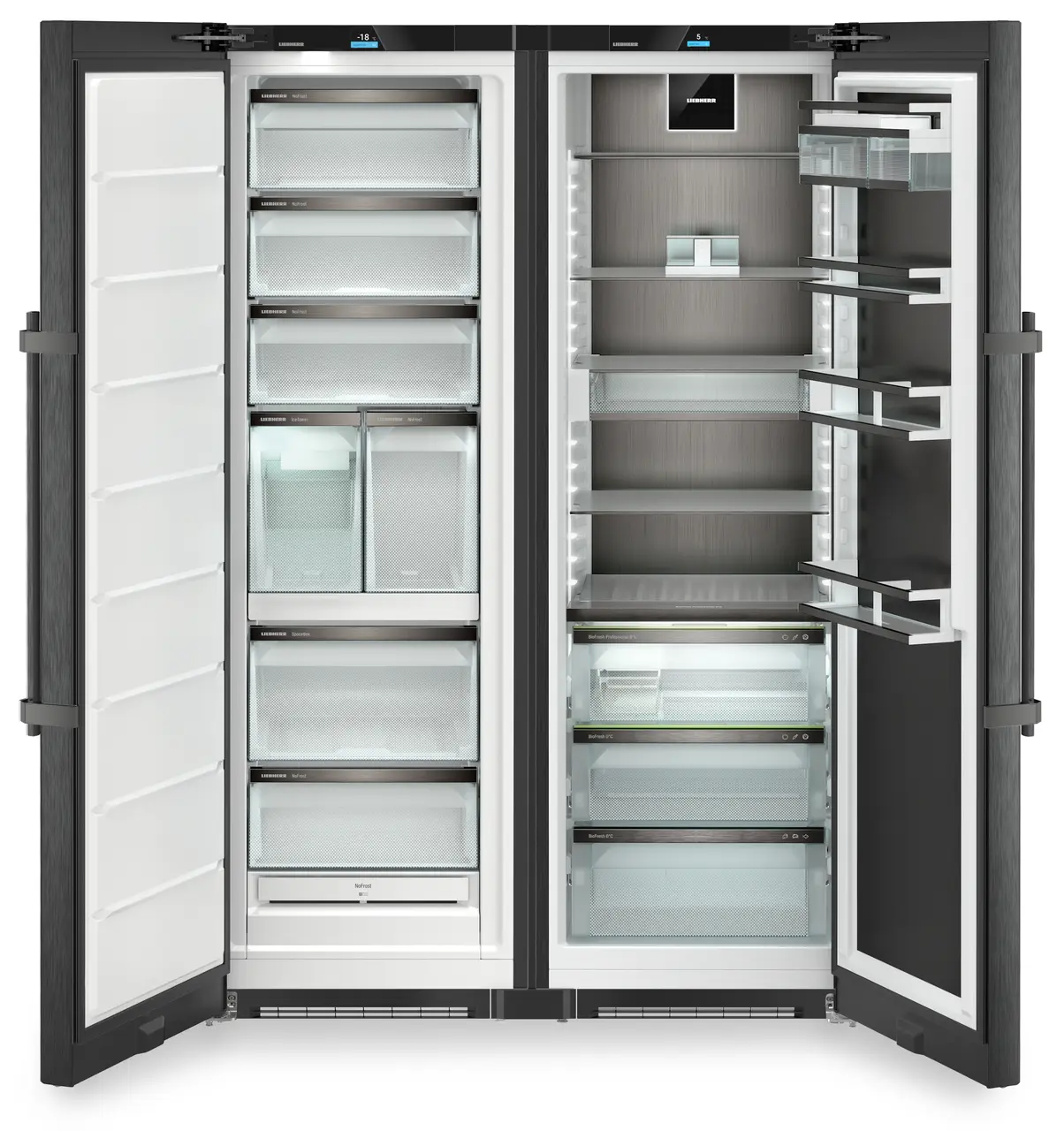 Combina frigorifica Side by Side Liebherr XRFbs 5295, 663 l, NoFrost, BioFresh Professional, HydroBreeze, Sertar Meat & Dairy, InfinitySpring,  Sine telescopice, SmartDeviceBox, BlackSteel [2]