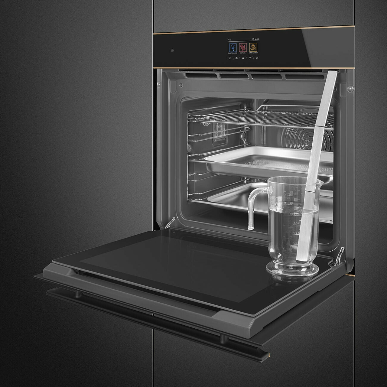 Cuptor combinat cu abur SO6604S4PNR Smeg,  60 cm, Dolce Stil Novo,sticla neagra, 68 l [3]