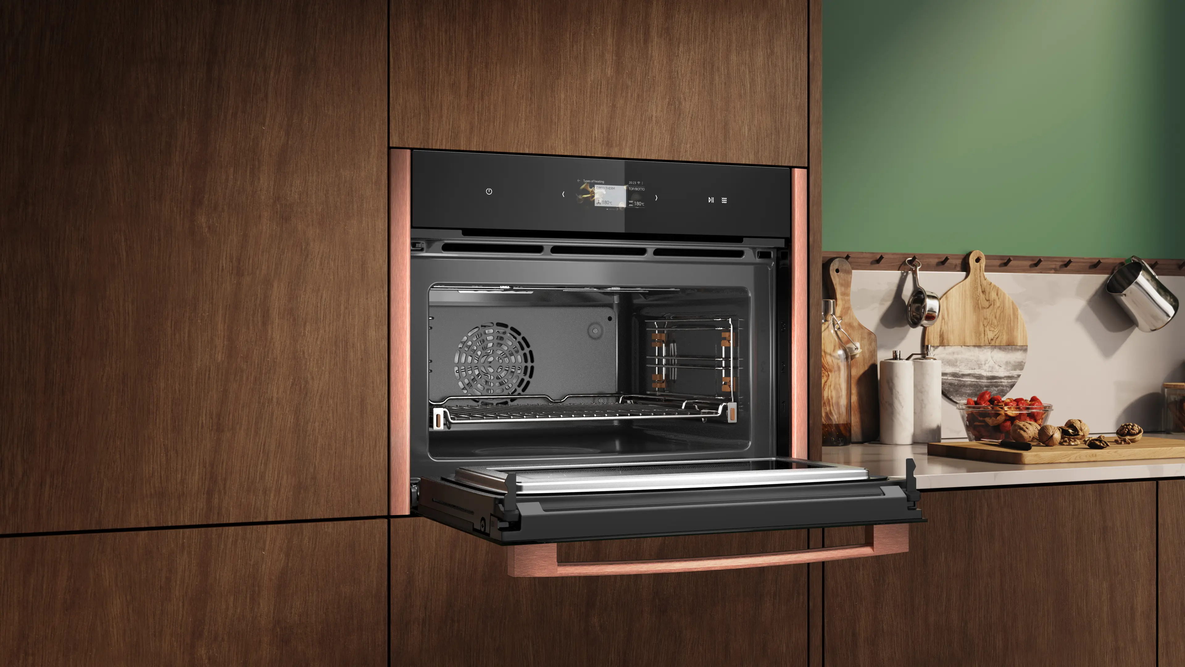 Cuptor compact cu microunde încorporabil Neff C29MS3AY0, 45 l, 900 W, autocurățare EcoClean + hidrolitică, Touch Control, Home Connect, Negru [4]