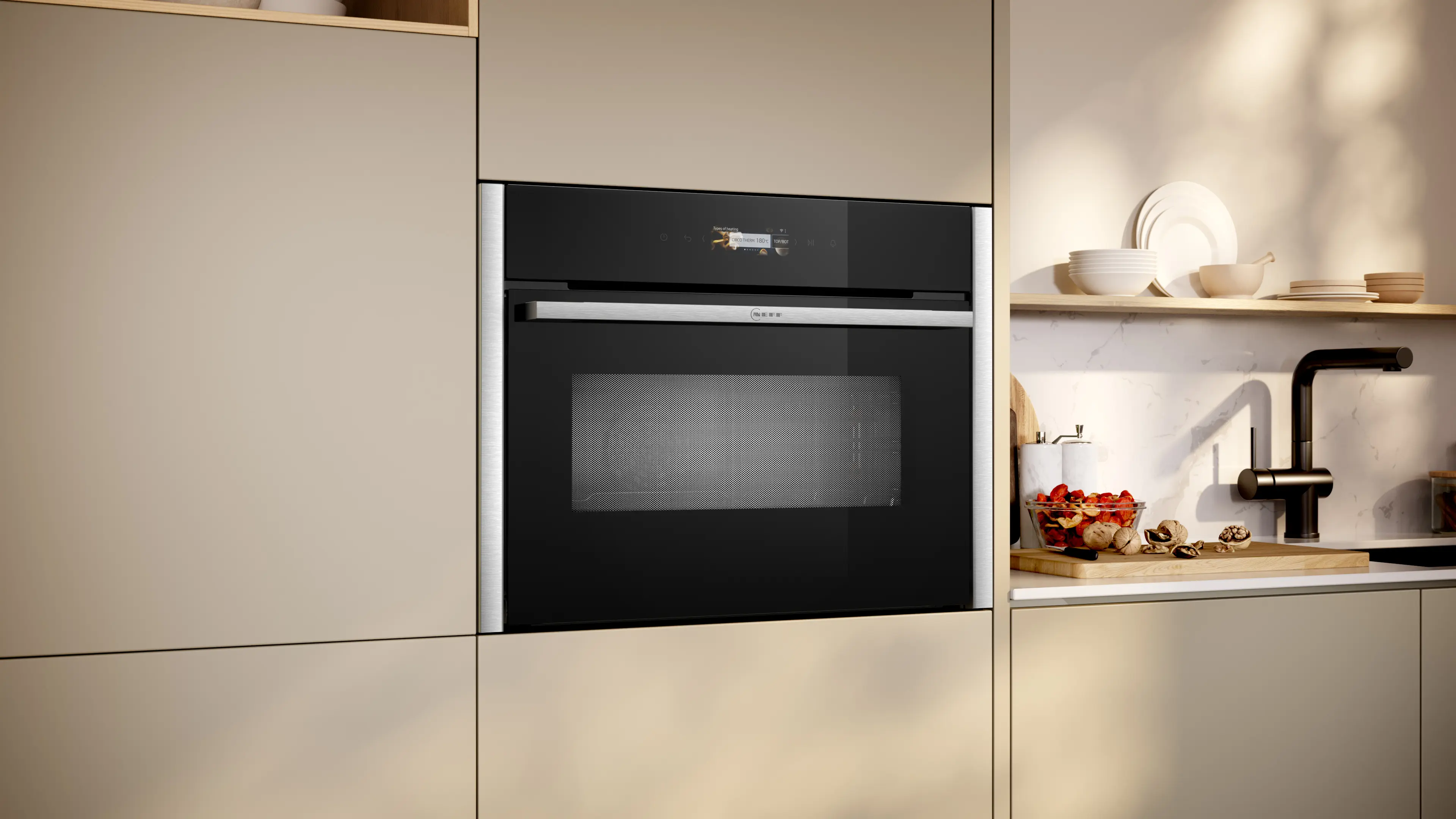 Cuptor compact incorporabil cu microunde NEFF C24MR21N0 N70, 45 L, 900 W, TFT Touch Display, Home Connect, inox [5]