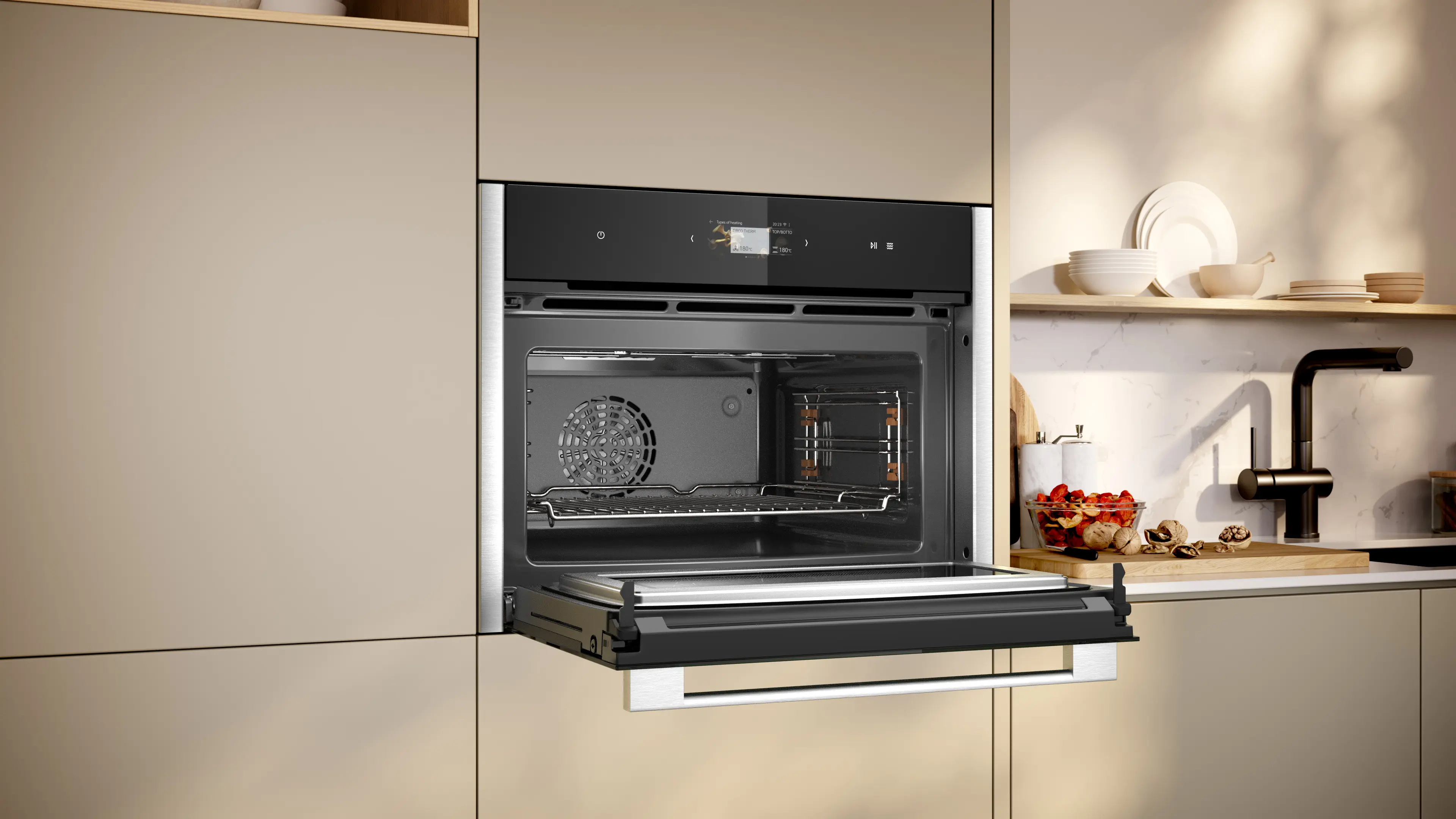 Cuptor compact incorporabil cu microunde NEFF C24MS31N0 N90, 45 L, 900 W, TFT Touch Display, Home Connect, inox [4]