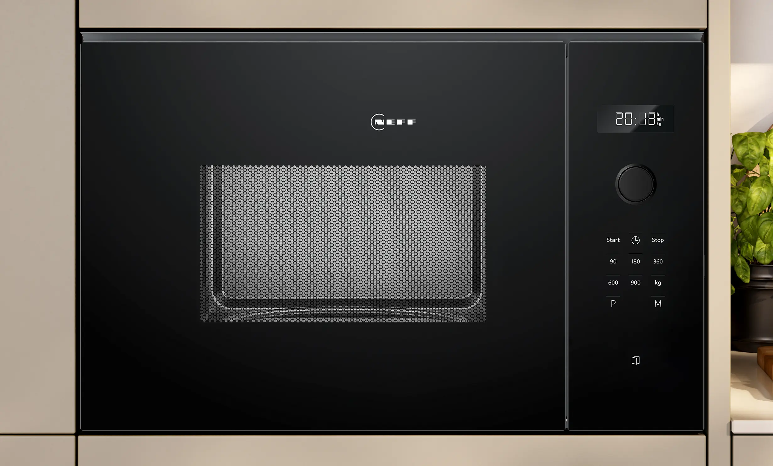 Cuptor cu microunde incorporabil NEFF HLAWD53K0 N50, 25 L, 900 W, programe automate, LED Display, negru [2]