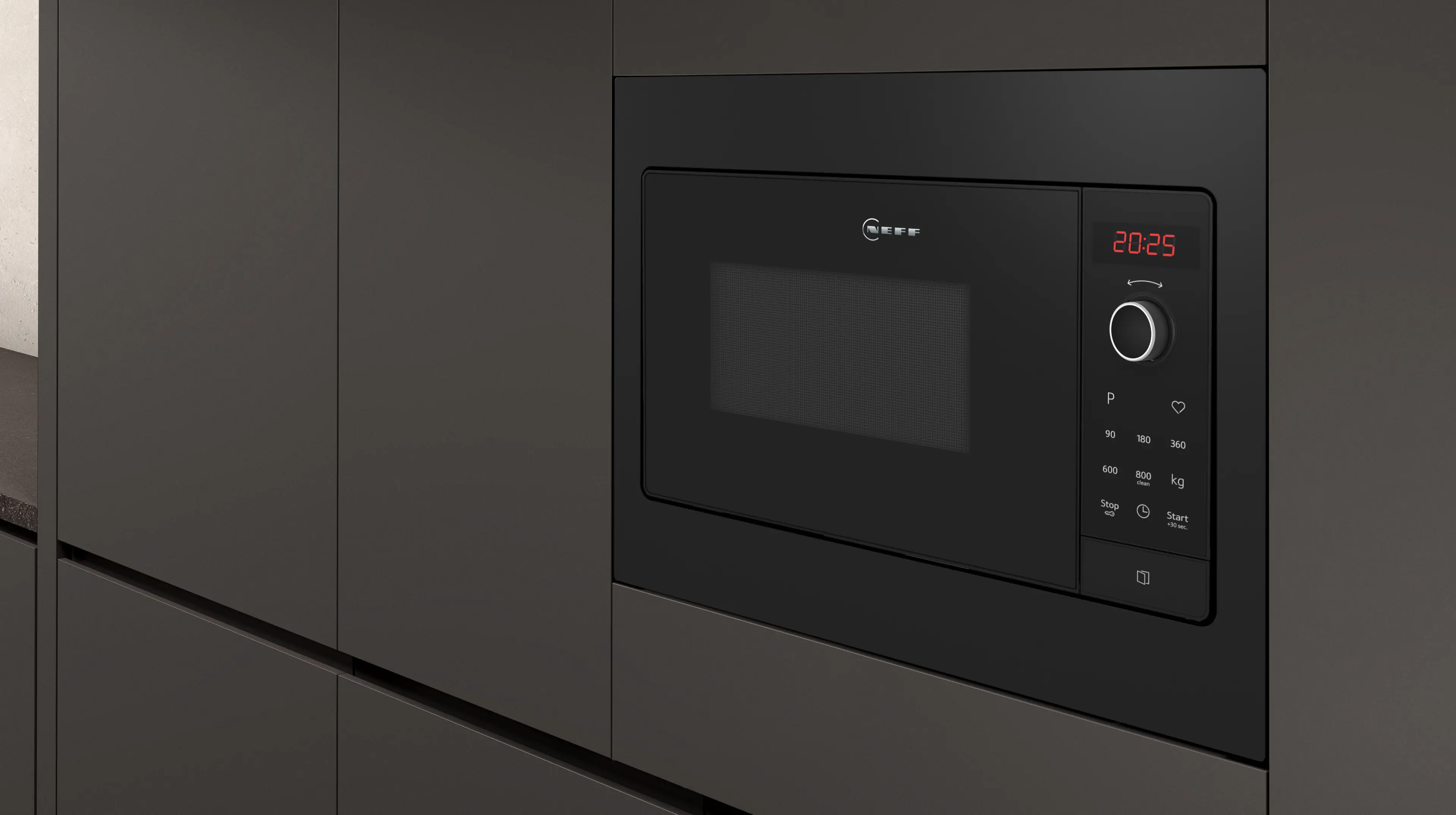 Cuptor cu microunde incorporabil NEFF HLAWG25S3 N30, 20 L, 800 W, 7 programe automate, LED Display, negru [2]