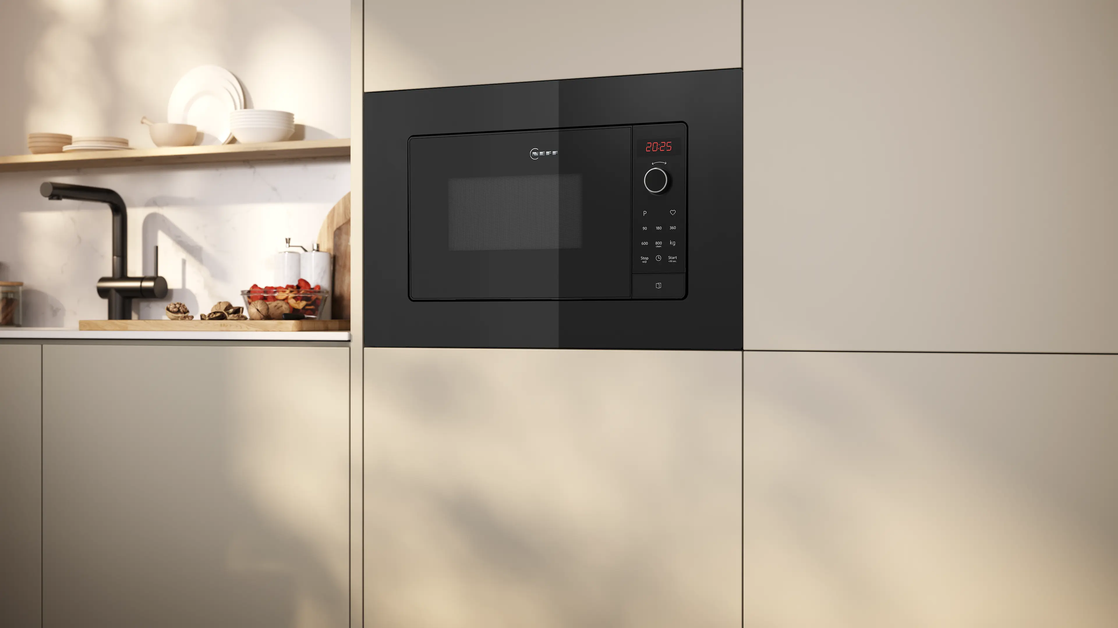 Cuptor cu microunde incorporabil NEFF HLAWG26S3 N30, 20 L, 800 W, 7 programe automate, LED Display, negru [4]