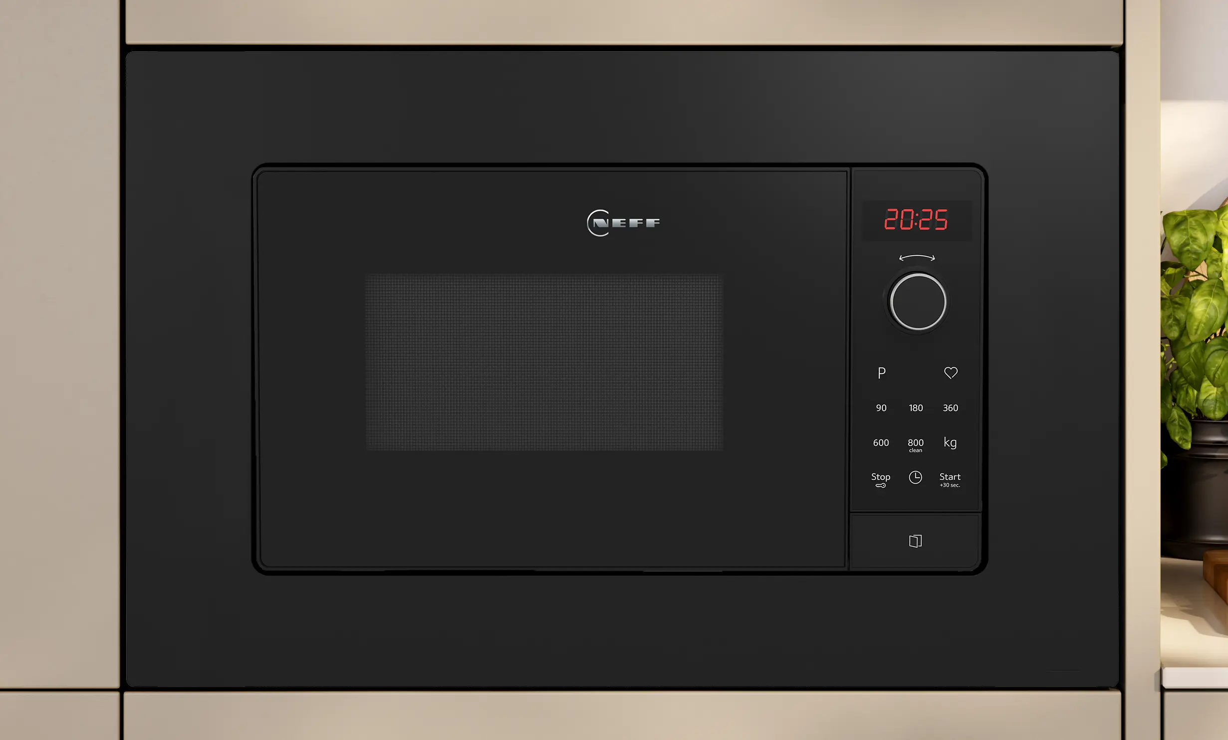 Cuptor cu microunde incorporabil NEFF HLAWG26S3 N30, 20 L, 800 W, 7 programe automate, LED Display, negru [2]