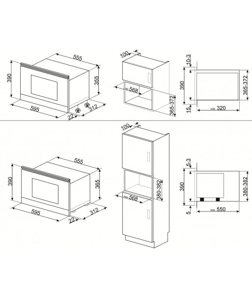 Cuptor cu microunde incorporabil Smeg Cortina MP722PO, 22 litri, crem [2]