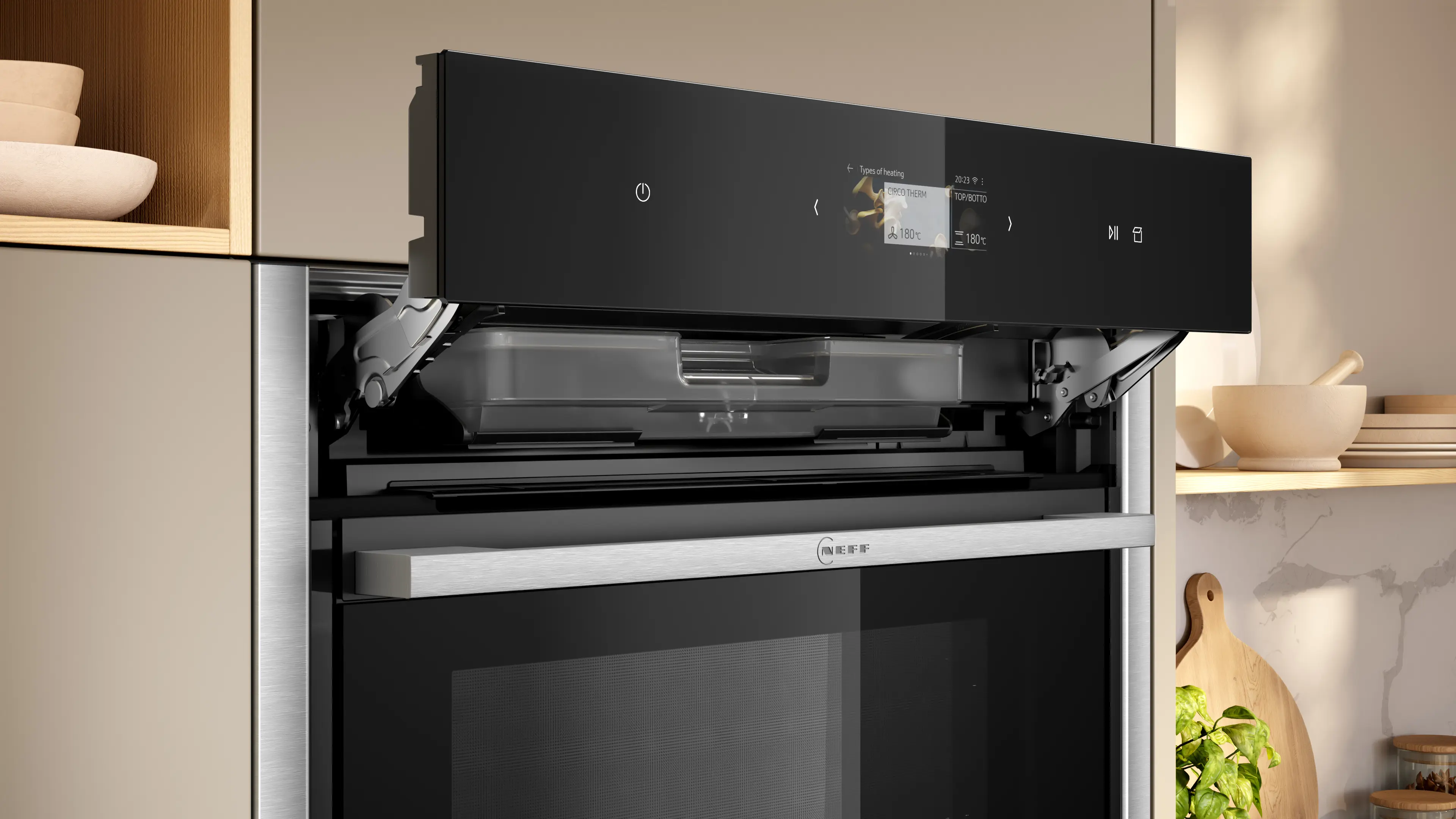 Cuptor incorporabil cu abur NEFF N90 B64VS31N0, 60 cm, VarioSteam, Slide&Hide®, TFT Full Touch, Home Connect, 71 L, inox / sticlă neagră [6]