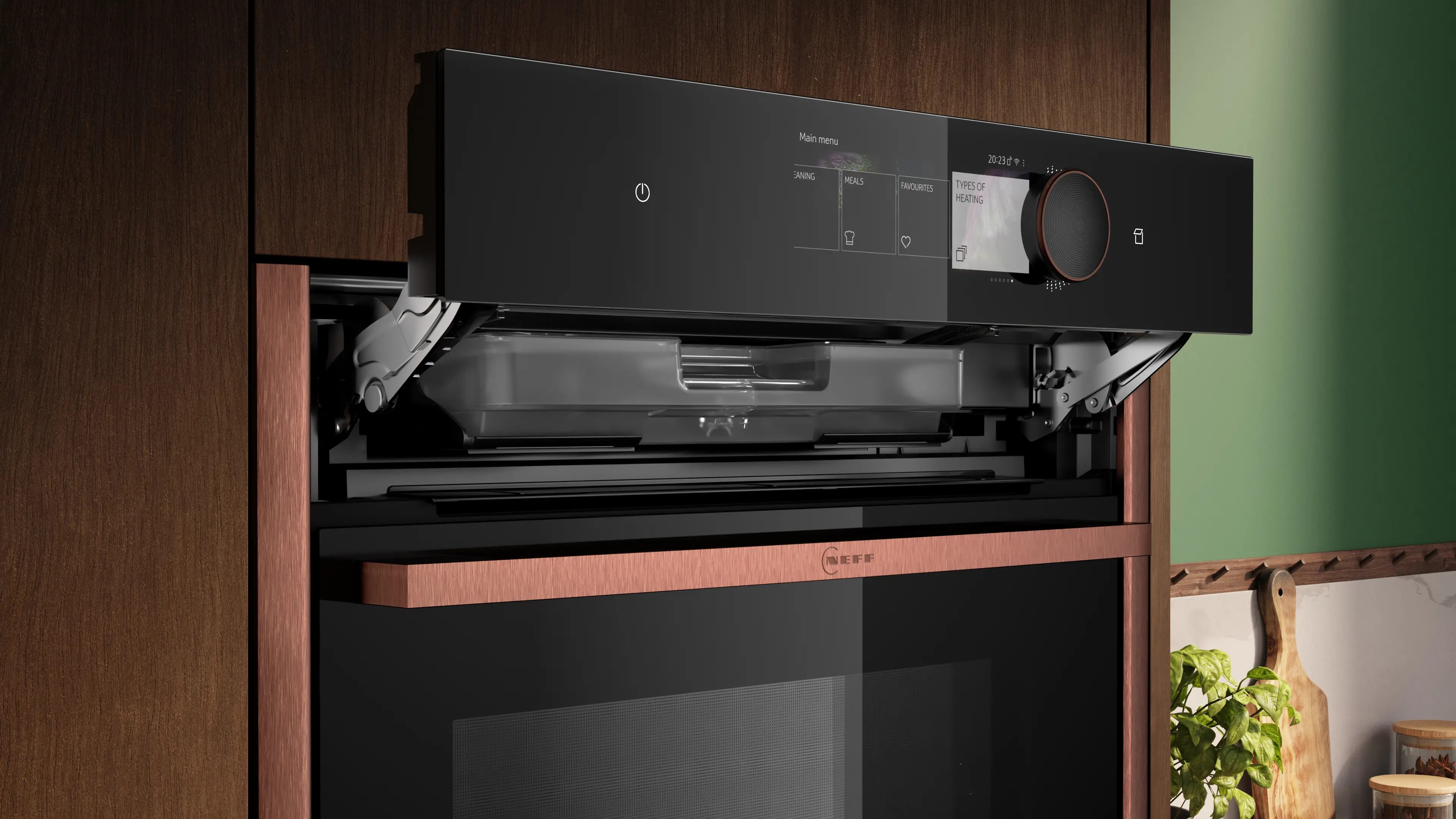 Cuptor încorporabil Neff B69VY7MY0, 60 cm, 71 l, VarioSteam (opțiune aburi), autocurățare pirolitică + hidrolitică, Slide&Hide, TFT Full Touch 6.8”, Home Connect Wi-Fi, Clasă energetică A+ [3]