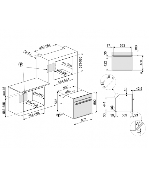 Cuptor multifunctional SMEG Dolce Stil Novo SO4606WAPNR, Galileo Omnichef, functie abur, functie microunde, 150 retete automate, 45 cm inaltime, negru, Vapor Clean [9]