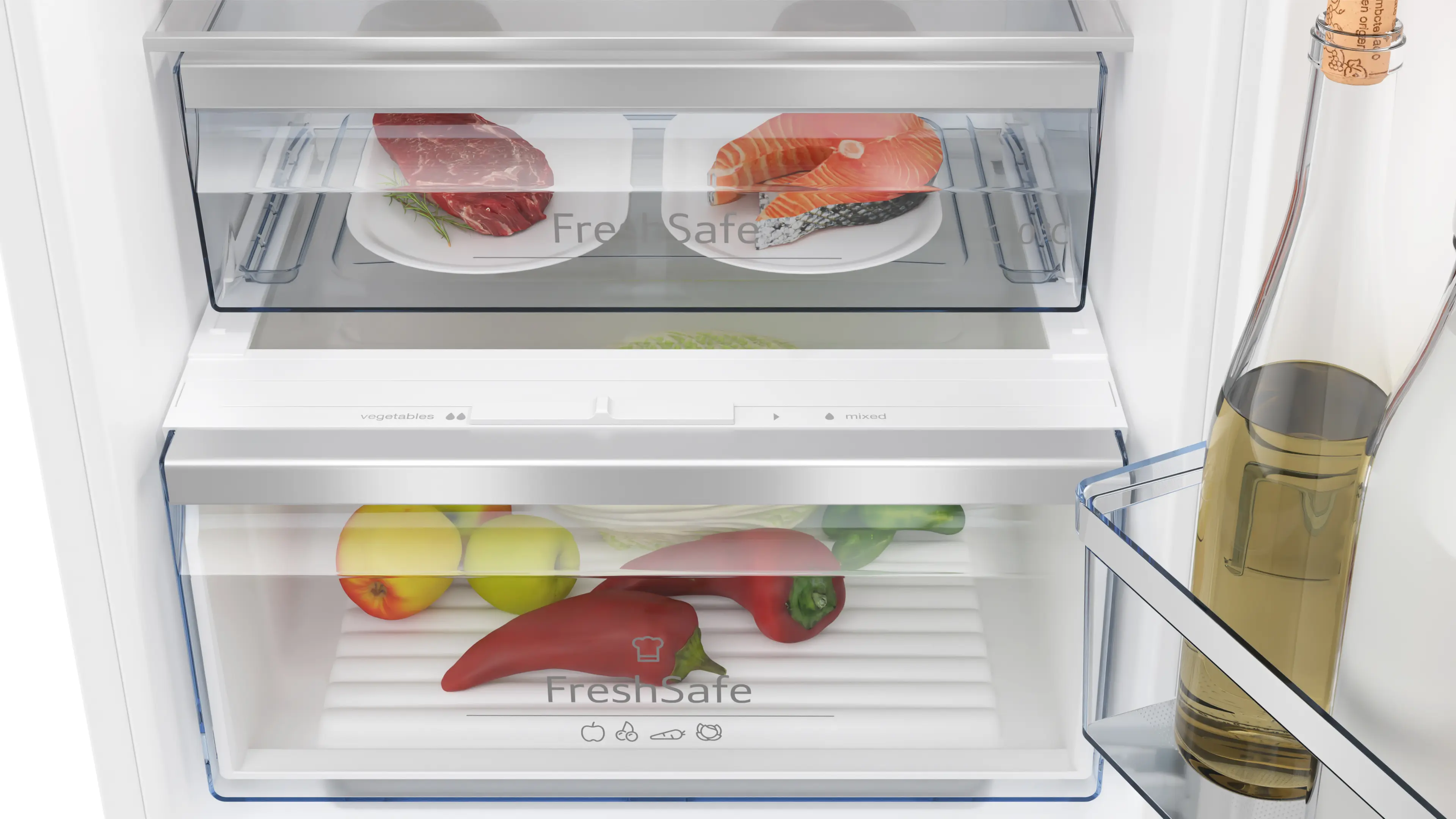 Frigider combină incorporabil NEFF KI7867FE0 N50, 267 L, Fresh Safe 1, No Frost, Eco Air Flow, LED, 177 cm, alb [2]