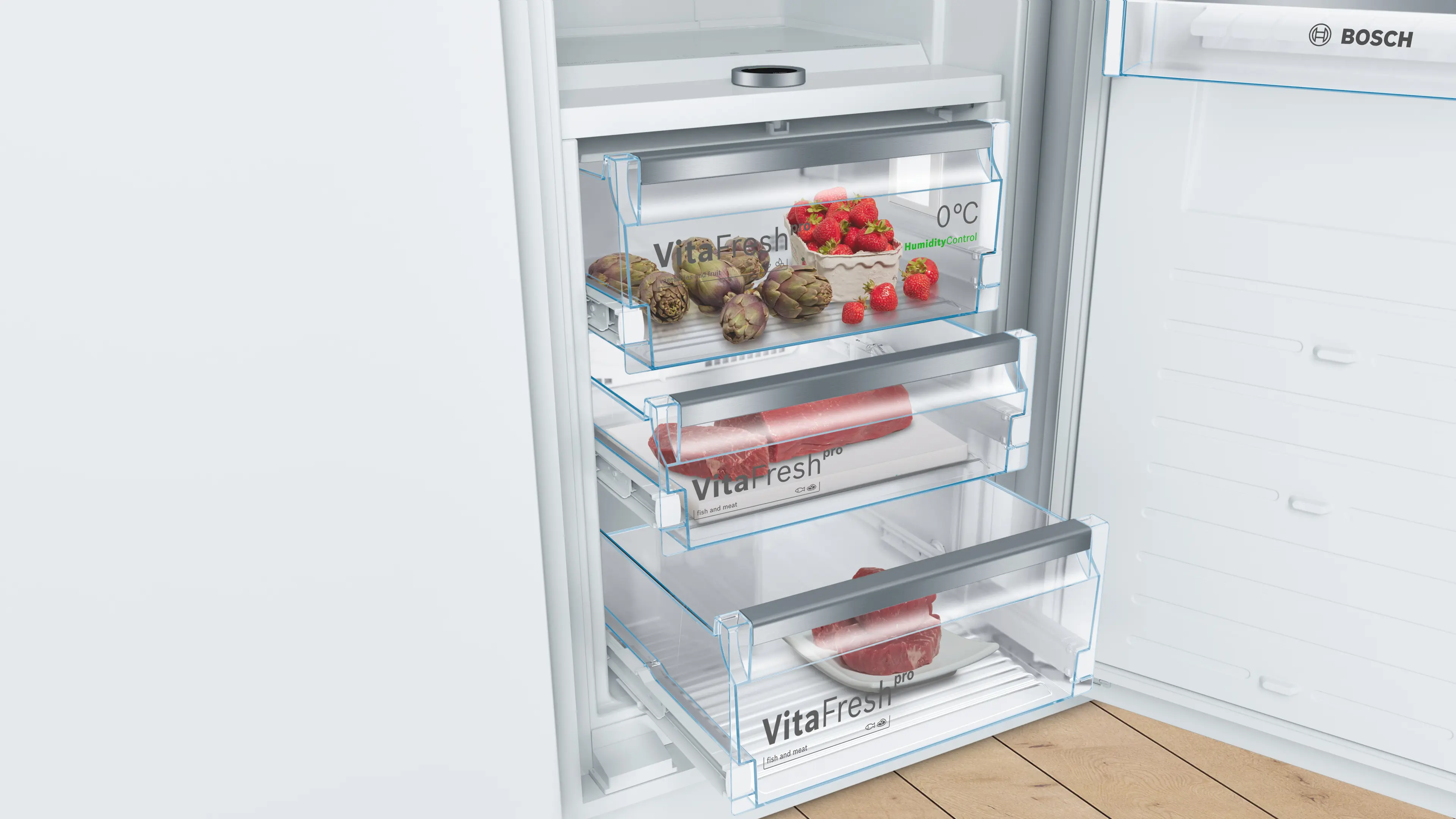 Frigider încorporabil 177.2 x 55.8 cm, Bosch Seria 8, Balama plată, Alb [4]