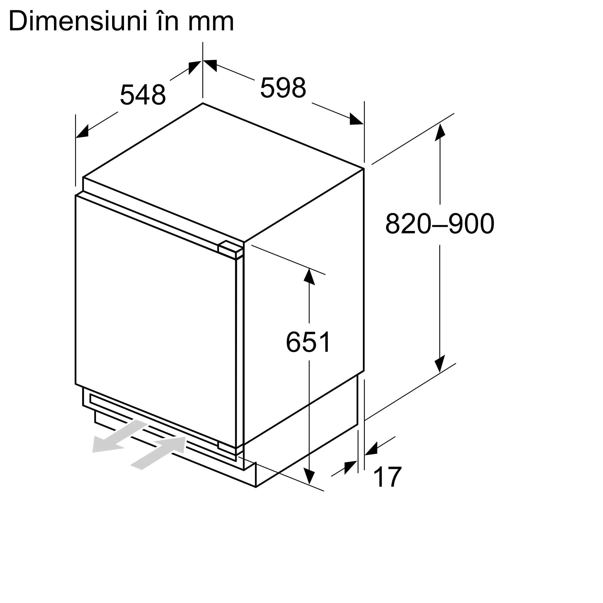 Frigider încorporabil sub blat cu compartiment de congelare 82 x 59.8 cm Balama plată, Bosch Seria 4, Alb [8]