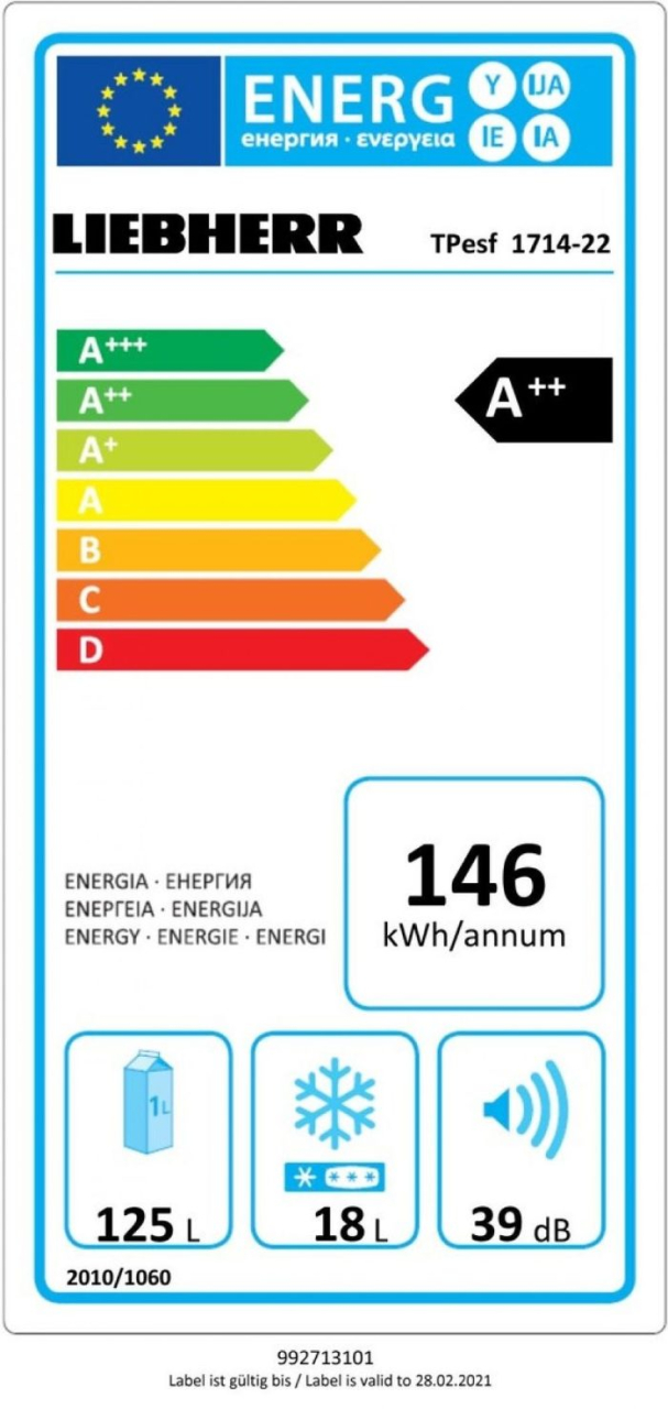 Frigider tip masă Liebherr TPesf 1714, 143 l, congelator 4 stele, inox, clasa F [5]