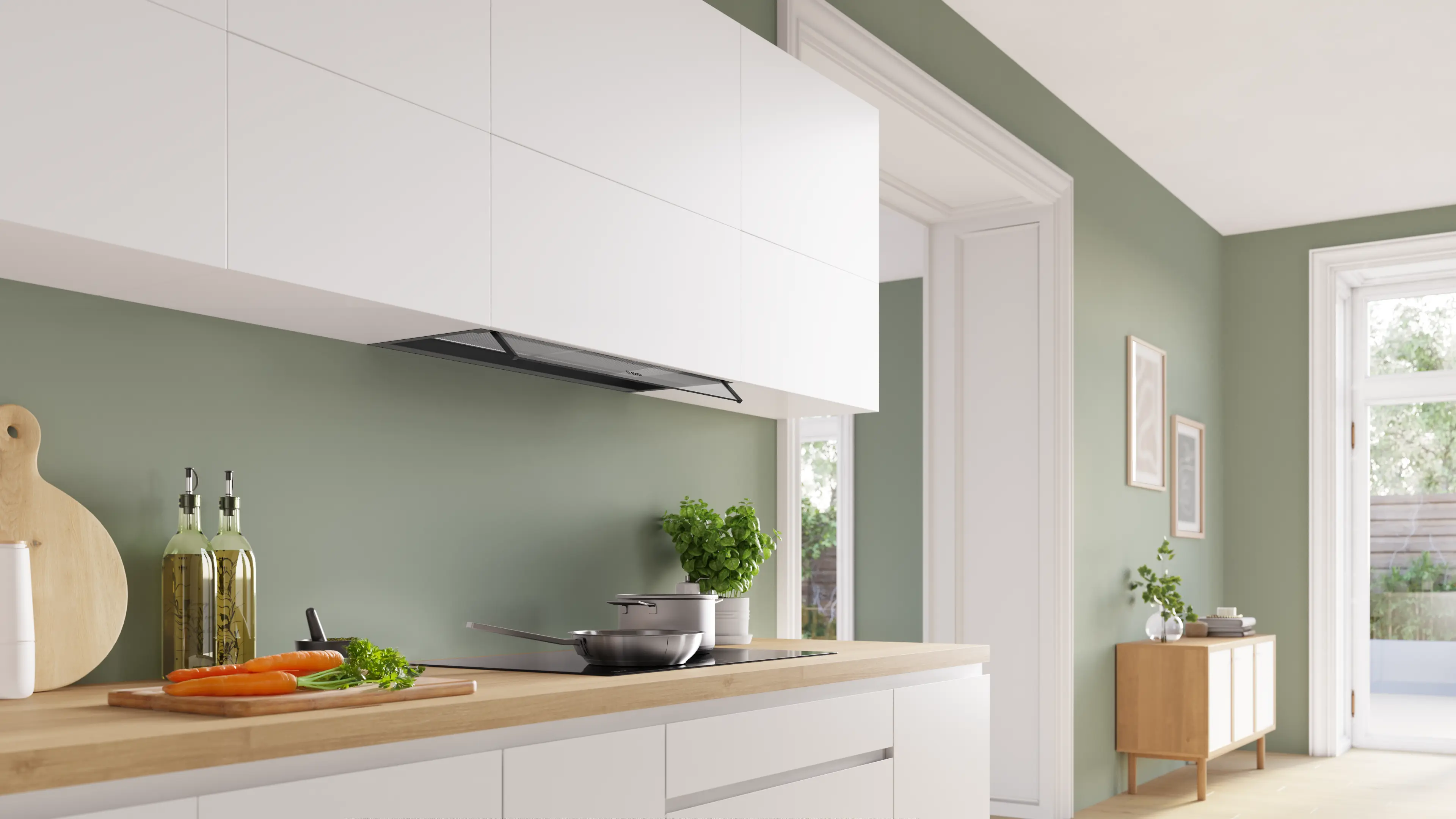 Hotă complet integrabilă 80 cm sticlă transparentă, Bosch Seria 4, Negru mat [3]