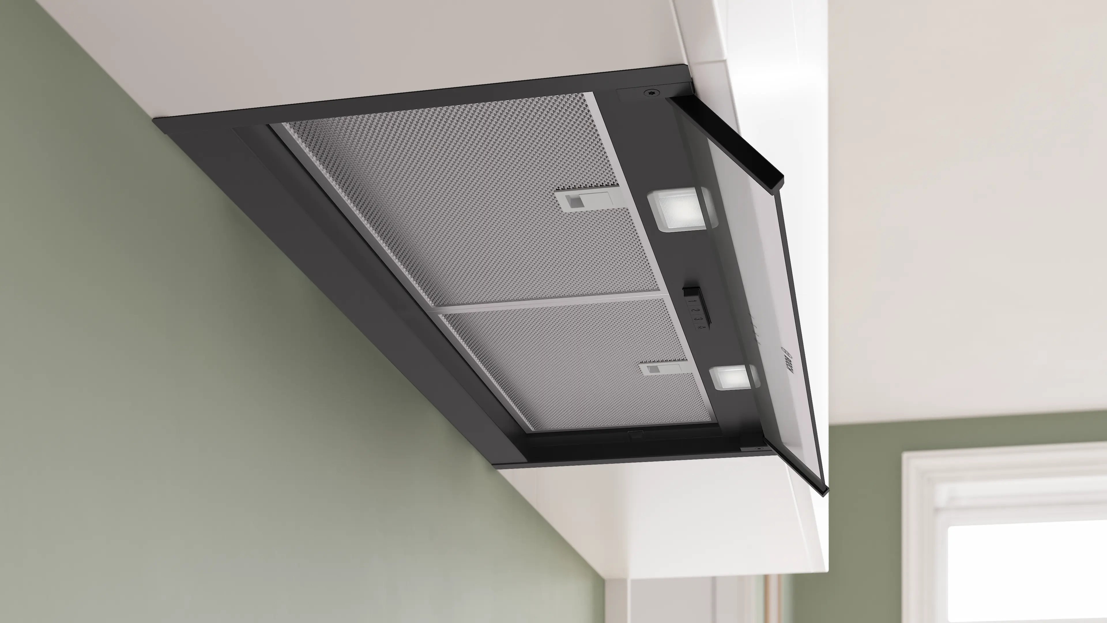 Hotă complet integrabilă 80 cm sticlă transparentă, Bosch Seria 4, Negru mat [2]