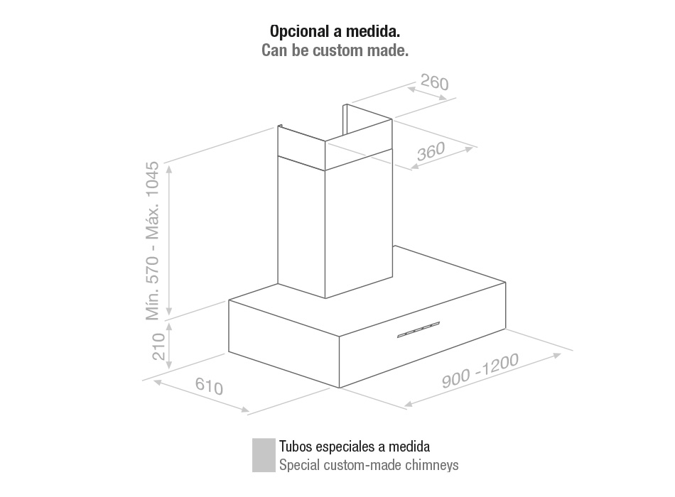 Hota de perete Pando P-1001 / 120 V.1550 , motor intermediar,inox , filtru profesional . [3]