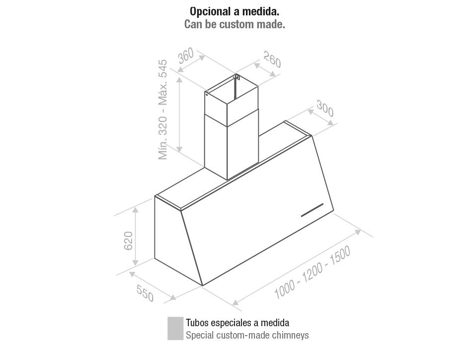 Hota de perete Pando P-2000 / 100 V.1050 mc/h inox [3]