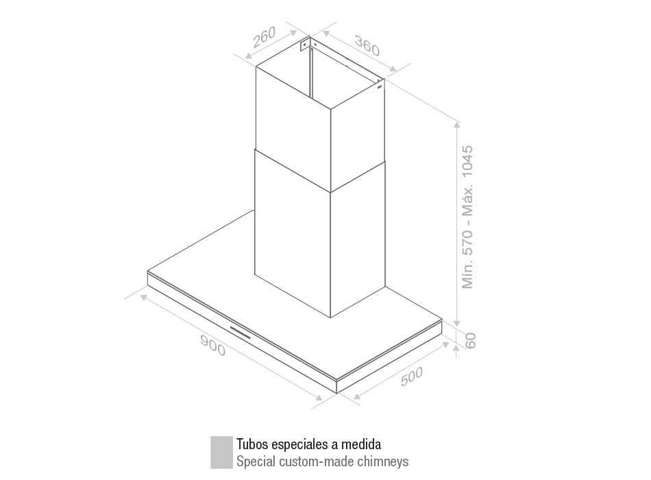 Hota de perete Pando P-417 90 cm V.1050 eco SEC PLUS [4]
