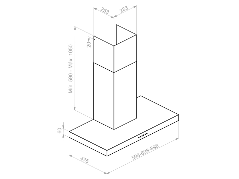 Hota de perete Pando P-823N 90 cm V.850 [2]