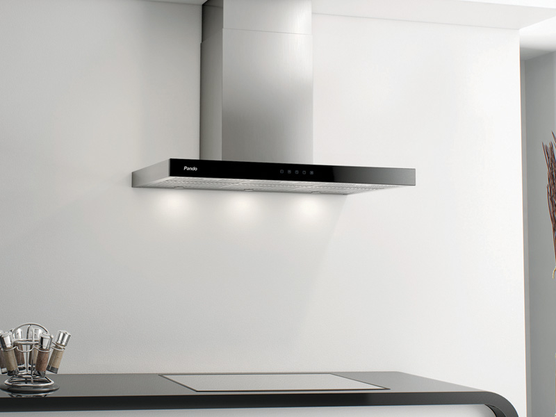 Hota de perete Pando P-826, 90 cm, front sticla neagra, motor V850 mc/h [1]