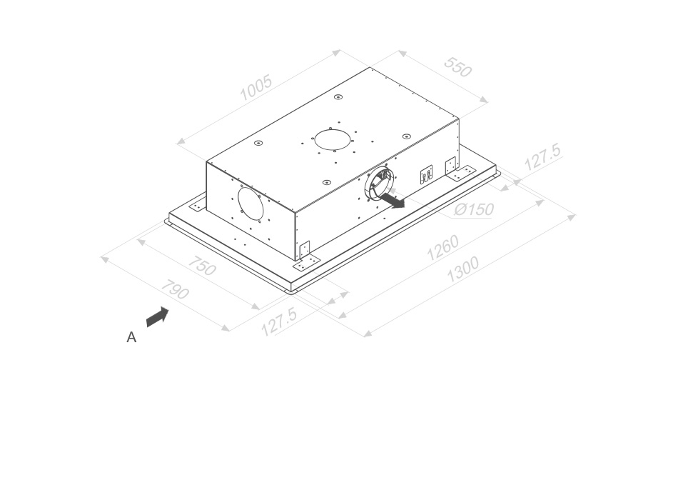 Hota de plafon Pando, E-232 130 cm V.1250 eco [4]