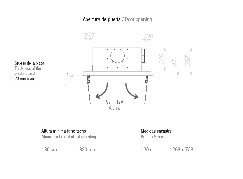 Hota de plafon Pando, E-232 130 cm V.1250 eco [5]