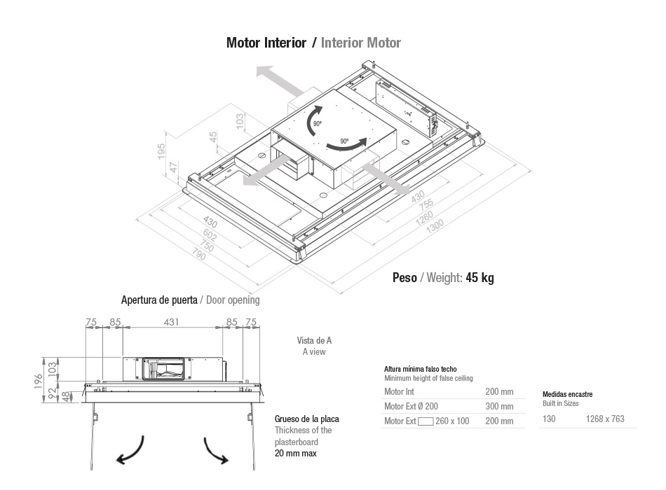 Hota de plafon Pando, E-231 130 cm V.1130 eco PLUS [4]